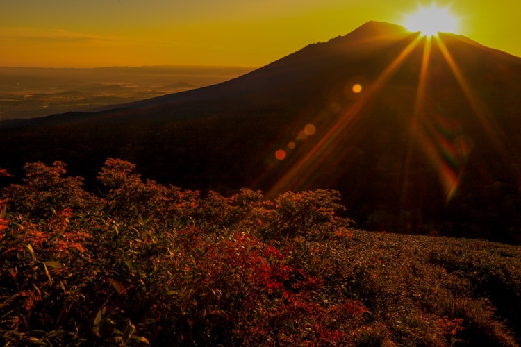 [Image1]This photo was taken from Mitsuishiyama in Iwate Prefecture. It is the sunrise and autumn leaves ris