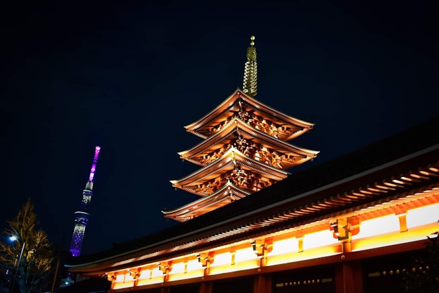[Image1]The two iconic symbol of tokyo n one frame. Night view of sensoji and tokyo skytree both are really 