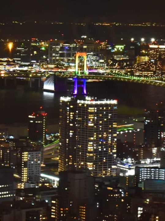 [画像1]クリスマスの間に美しく照らされたレインボーブリッジ。写真は東京タワーから撮影しました。
