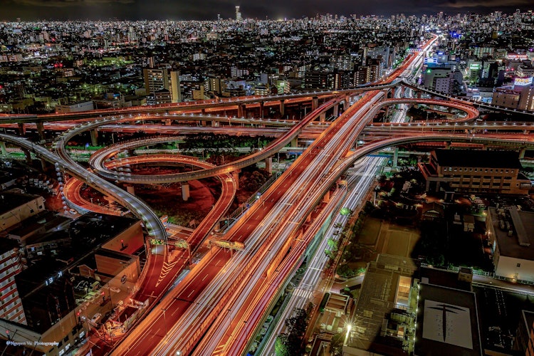 [相片1]電暈後日本的景點大阪交界處夜景2021.2在大阪