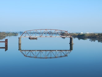 [相片2]懸掛在福井縣福井市富塞田町九頭龍河上的舊富塞達橋