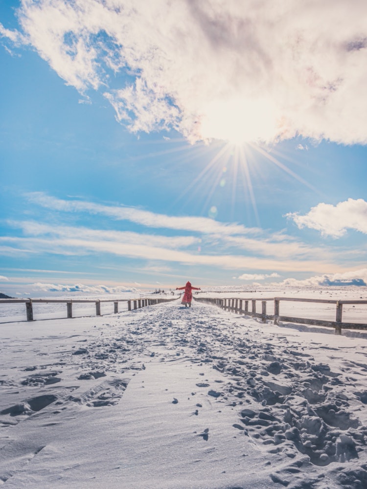 [相片1]一件在长野县的宇久志原高原。这张照片让人想起在最好的蓝天中沐浴在强烈阳光下的令人振奋的冬季风景。