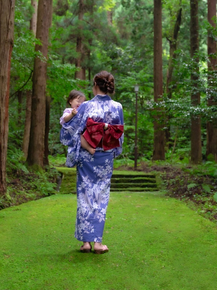 [相片1]兵库县信农泉町的久屋八幡神社这里的苔藓非常漂亮，在去神社的路上，绿色的地毯柔软舒适地走在上面，从汤村温泉到城崎温泉的路上，所以我停下来，但是没有太多的信息，性质非常神秘。