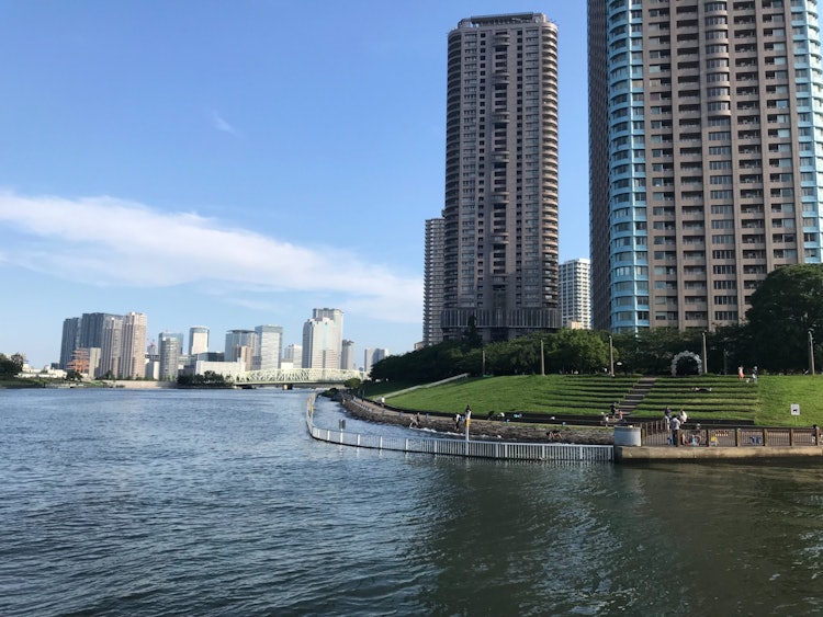 [画像1]少し前に東京を小さなボートに乗っているときに撮った写真。この写真は石川島公園という小さな川沿いの公園で、友人とランチを楽しんだり、デートしたり、新鮮な空気を吸ったりするのにもいい場所になりそうです。時