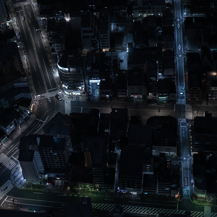 [画像1]東京の深夜街並みを上空から。
