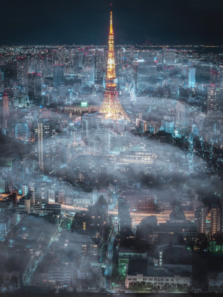 [相片1]從展望台俯瞰東京。東京鐵塔是東京的象徵。