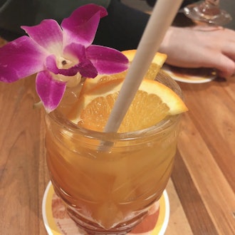 [Image2]Went to a Hawaiian restaurant and had a nice dinner. The mango beer was really good, she got a mai t