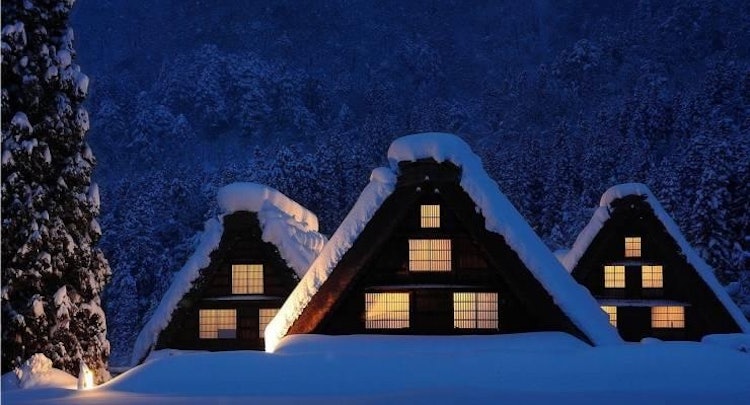 [画像1]白川郷の情緒ある日本の冬景色。#冬