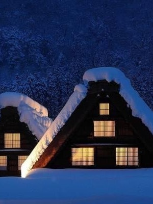 [Image1]Winter scenery of the atmospheric Japan of Shirakawa-go.#Winter