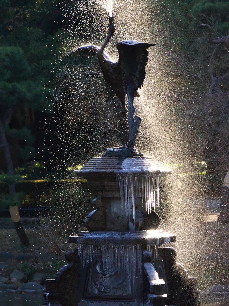 [相片1]日比谷公园的喷泉开始结冰