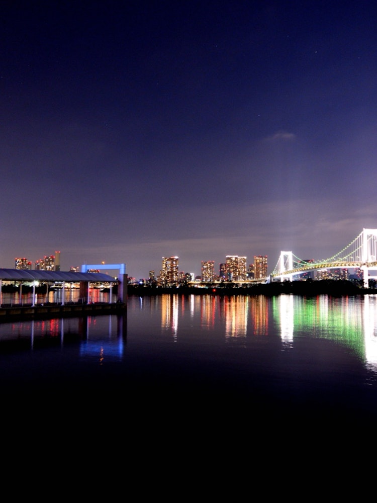 [画像1]📍東京都/お台場海浜公園レインボーブリッジの夜景です✨