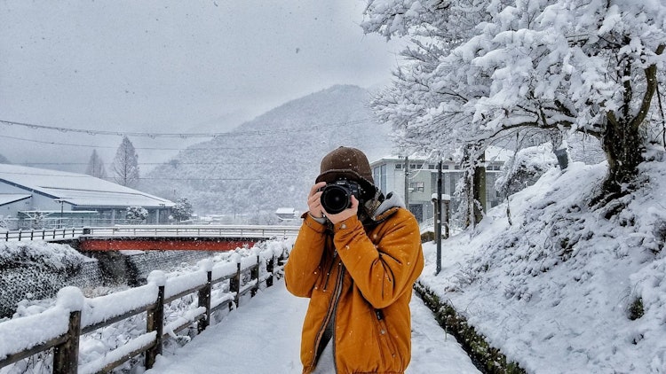 [相片1]這是我去兵庫縣上川町時的雪景。 我拍了我丈夫拍我的那一刻。 這是我最喜歡的冬天照片之一。