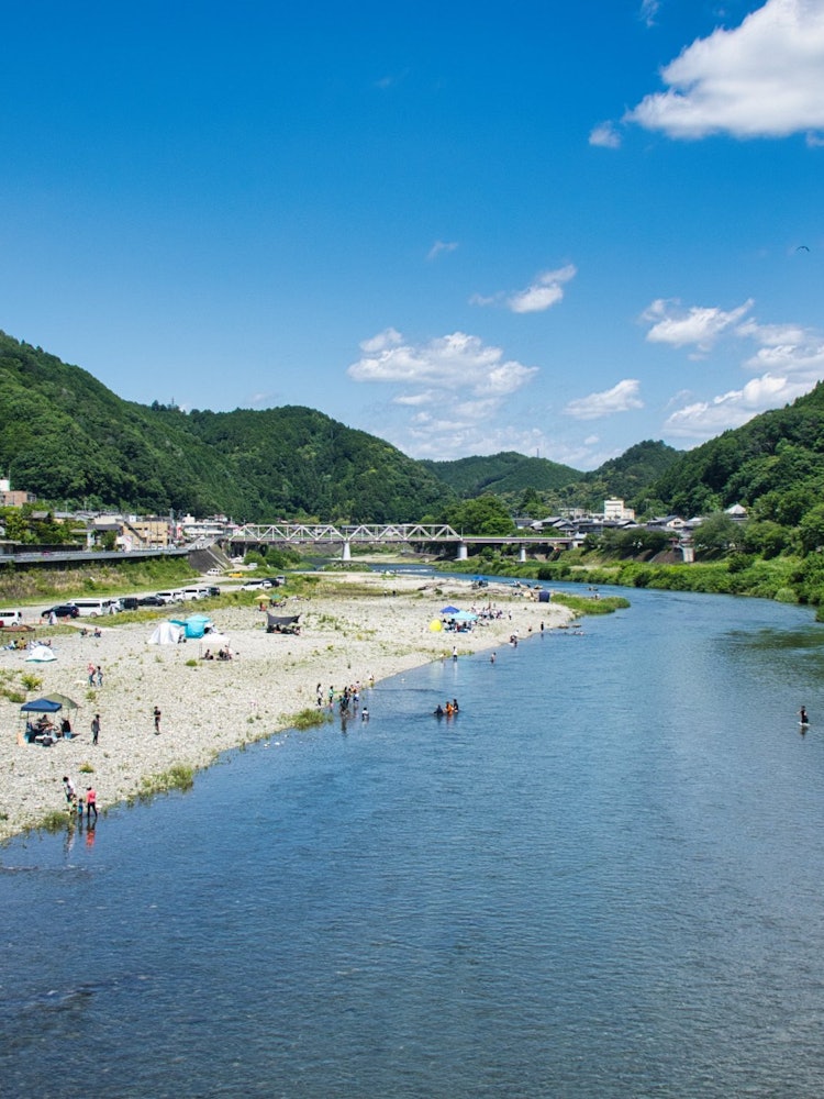 [이미지1]나라의 요시노 강에서 가족과 함께 캠핑. 나는 해가 질 때까지 놀았다.