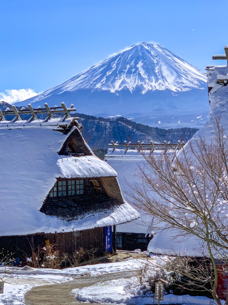 [相片1]富士山和茅草屋顶古民家