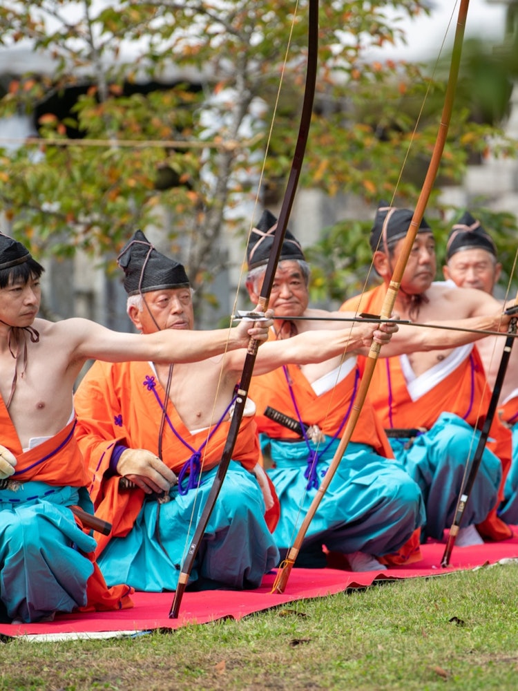 [Image1]A performance of archery in Minamisoma City, Fukushima Prefecture.Unlike the sports kyudo, it is cha