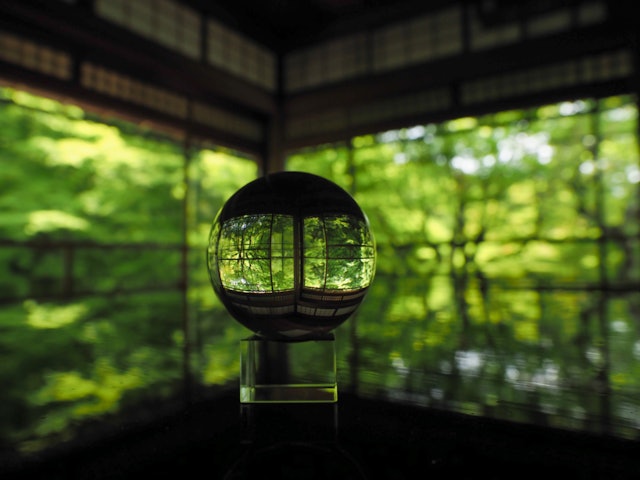 [Image2]. . 𖥧 𖥧 𖧧 ˒˒. .KyotoRurikoin TempleVerduremossDesk mapleCrystal ball photography. . 𖥧 𖥧 𖧧 ˒˒. .