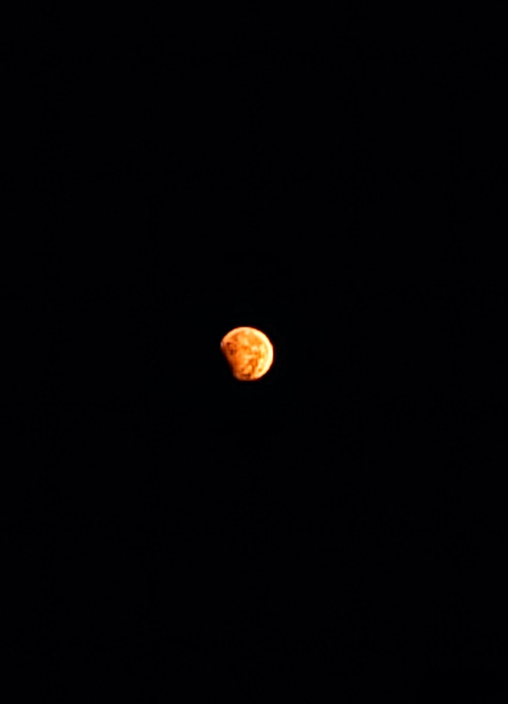 [相片1]獵人的月亮 🌝早上的月偏食看起來很美！我想一起看，所以叫醒我！ !️說這話的女兒根本沒有醒來... (^^;)