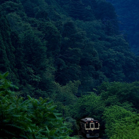 [画像1]「わたらせ渓谷鐵道」は山の中である。