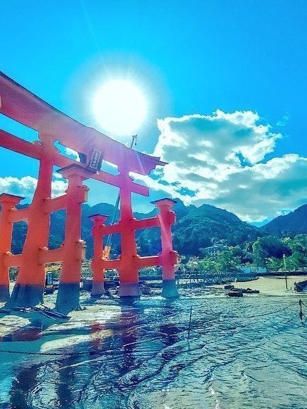 [Image1]The former Otorii gate, horizontal ver. is also delivered.The Otorii gate of Itsukushima Shrine, a W