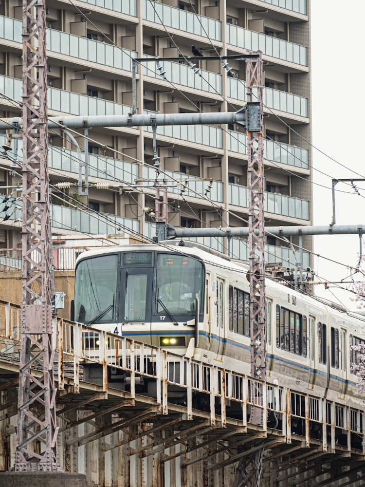 [Image1]A JR train runs on the iron bridge of Osaka Okawa.Near JR Sakuranomiya Station, you can include the 