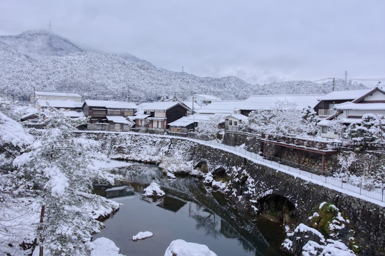 [相片1]兵庫縣朝來市，一條被雪覆蓋的電車道。