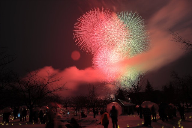 [Image1]The 38th Nagaoka Snow Festival.Snow fireworks, snow lights, digest.2023.02.18.Shooting.#Fireworks #S