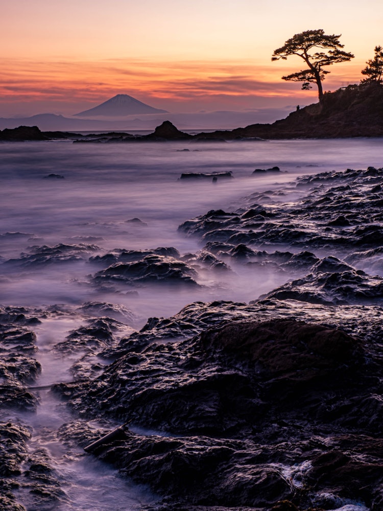 [相片1]秋谷/立石海岸30多年来，我每年都会来这里几次，看看富士山。这幅风景画由江户时代风景画家安藤广重以“Aishu Miura Akiya no Sato”为题绘制，是典型的日本风景画，就我个人而言，富士