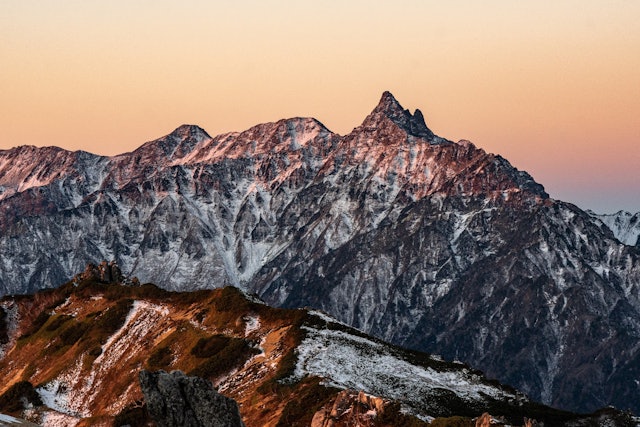 [Image1]槍ヶ岳のモルゲンロートがとても美しい朝でした。