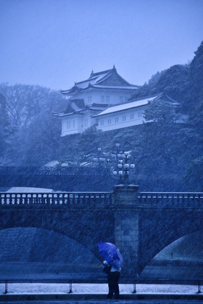 [画像1]かつて最大の要塞であった江戸城は、幕府が崩壊し、天皇が東京に移った後、皇居の興京に生まれ変わりました。城は1873年の火災と第二次世界大戦の空襲で大きな被害を受けました。宮殿の敷地の周りに見える堀と石