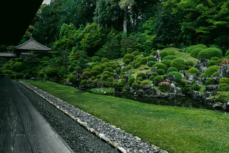 [相片1]一个在静冈县的龙潭寺院。保存完好的日本庭园非常漂亮。