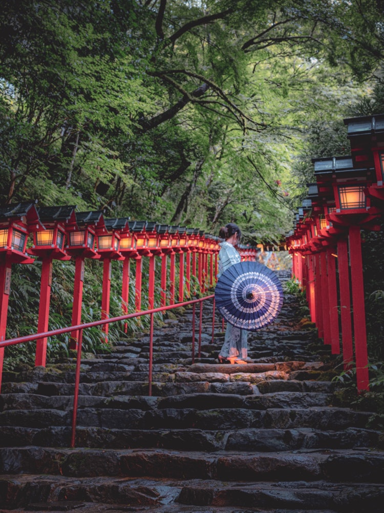 [Image1]Kyoto / Kifune ShrineWhen the night began to fallThe lanterns are litThe stone steps create an ether