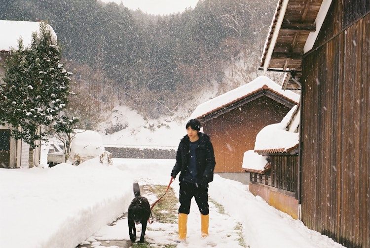 [画像1]久しぶりに雪が降った日の犬の散歩