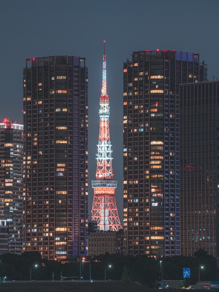 [이미지1]📍 도쿄 / 도쿄 타워고층 맨션 사이로 도쿄 타워가 엿보입니다. 현대적인 건물의 풍경이라고 느낍니다.