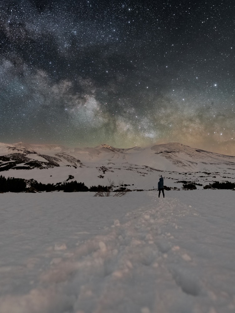 [相片1]這是我在十勝山進行夜間徒步旅行時所走的銀河系。 那是一片美妙的星空。
