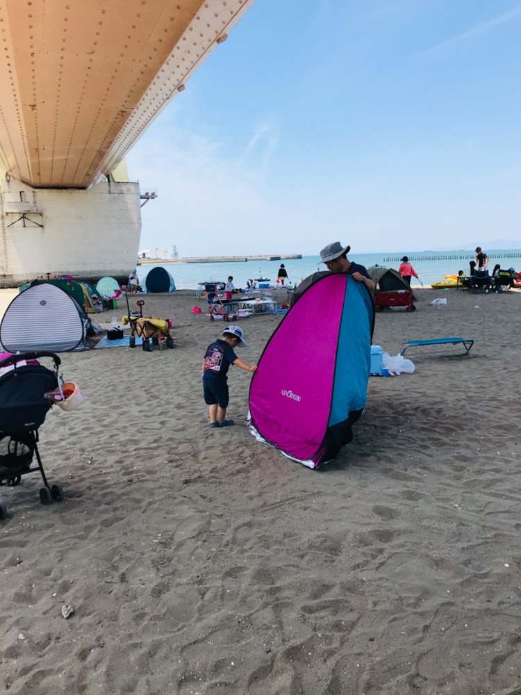 [Image1]Wakayama City Hamanomiya Beach 🏖⛱ One Touch Tent First Experience ⛺️ Everyone is ♪ enjoying