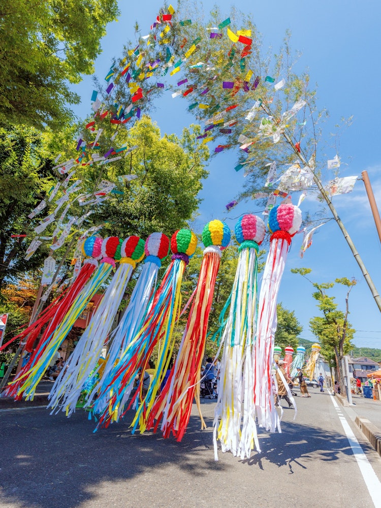 [画像1]大きな七夕飾りは地元の人たちで作った願いが込められてます埼玉県小川町　七夕祭り