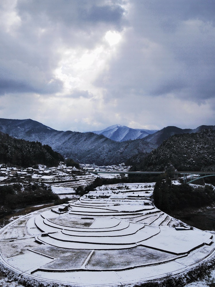 [相片1]这是和歌山县的一片梯田，“荒木岛”静静地等待着春天。
