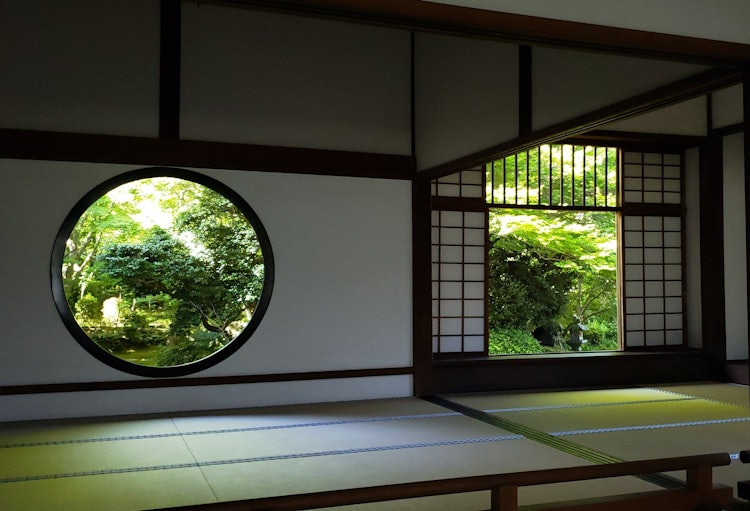 [相片1]京都的玄光庵。 啟蒙之窗和困惑之窗