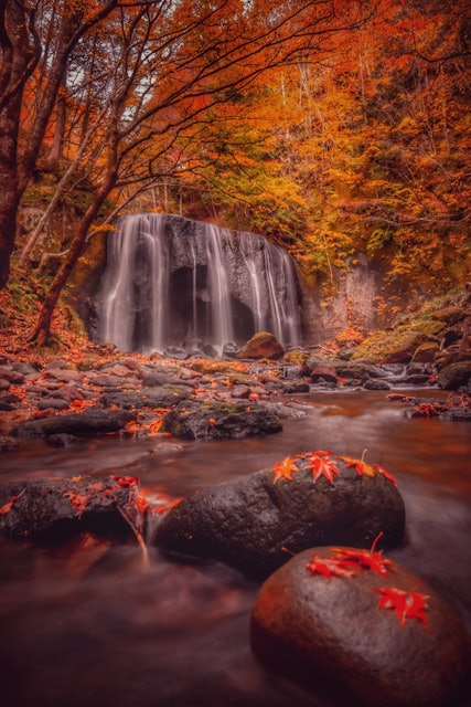 [Image1]福島県にある達沢不動滝×紅葉🍁⠜